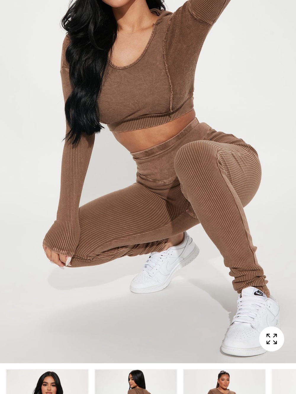 Naomi Ribbed Knit Legging Set in Brown 1X